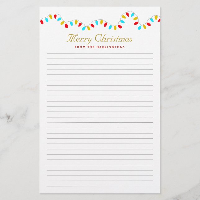 Personligt julskrivpapper med ljusslinga brevpapper (Framsida)