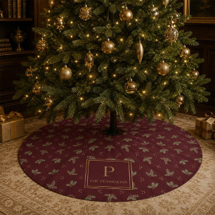 Personligt julträdskläde med monogram julgransmatta borstad polyester