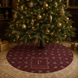 Personligt julträdskläde med monogram julgransmatta borstad polyester