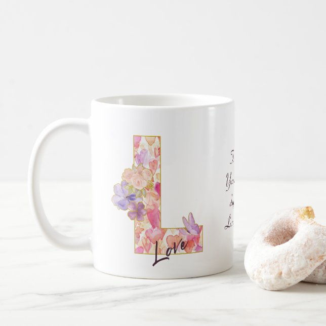 Personligt Kärleksbudskap Hjärtmönster Initial Kaffemugg (Med munk)