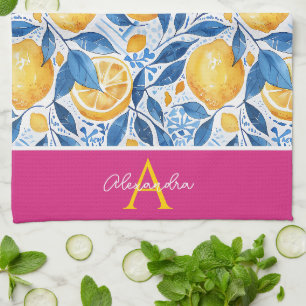 Personligt kökshandduk med citrondesign