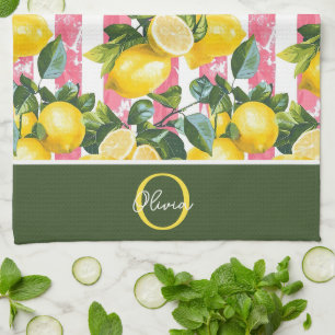 Personligt kökshandduk med citrondesign