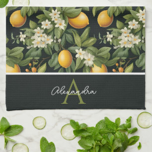 Personligt kökshandduk med citrondesign