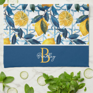 Personligt kökshandduk med citrondesign