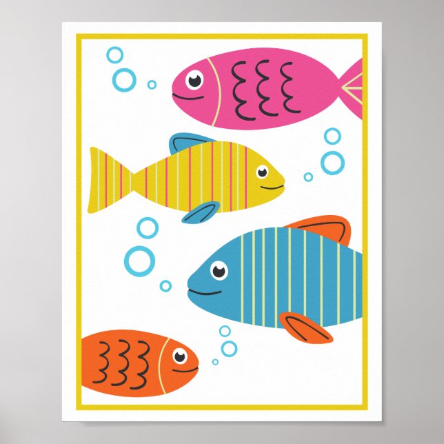 Personligt konsttryck med havsdjur för barn poster (Framsidan)