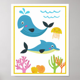 Personligt konsttryck med havsdjur för barn poster