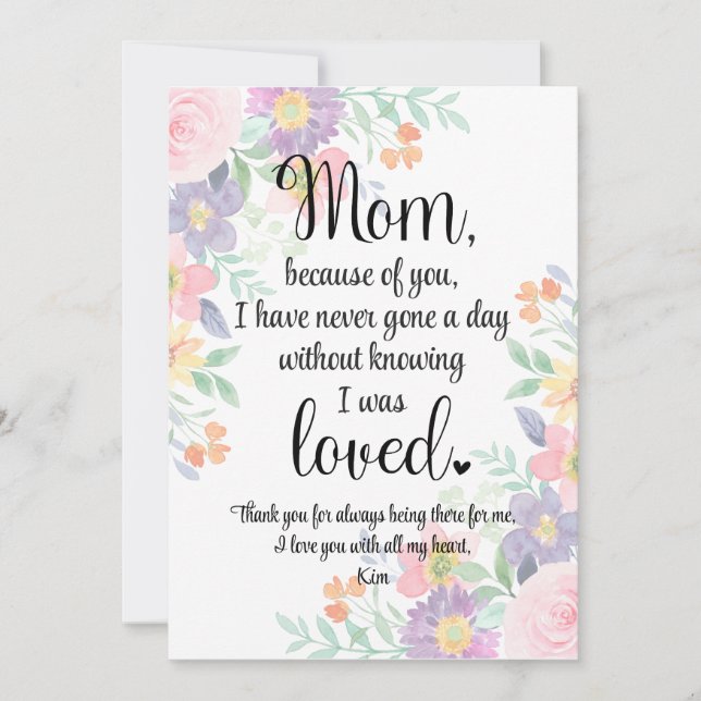 Personligt kort till mamma för mors dag (Framsida)