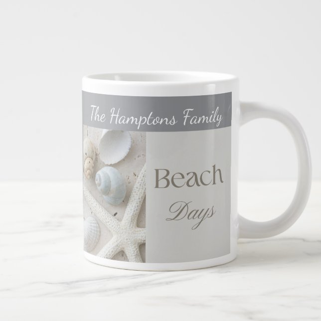 Personligt kustsnäcksgåva för strandhus jumbo mugg (Höger)