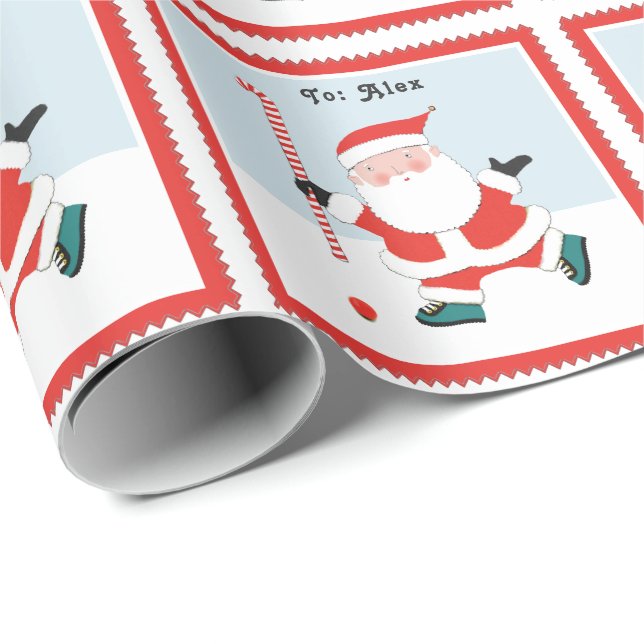 Personligt landhockeyjulpresent presentpapper (Rullad Hörn)
