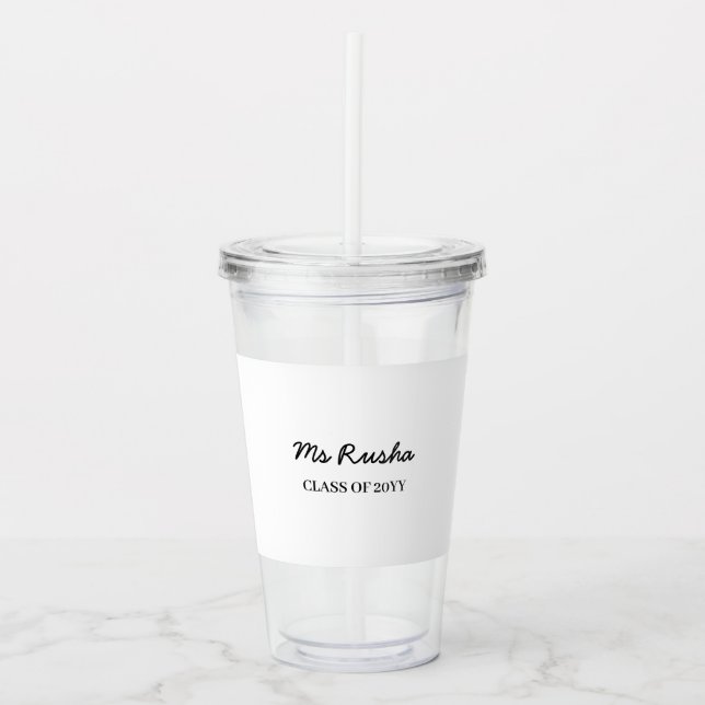 Personligt lärarepresent med namn och årsklass take away mugg (Framsida)