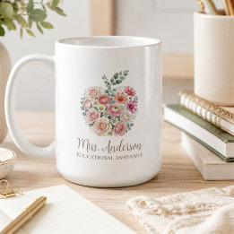 Personligt lärarnamn och titel Blommig äpple Kaffemugg