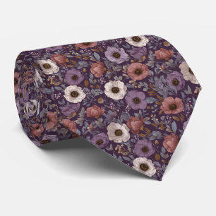 Personligt Lavendel Mauve Anemone Bröllop Slips