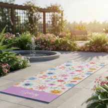 Personligt lila blått rosa boho-vildblommamönster