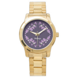 Personligt lila Dendrobium-Orkidé-motiv Armbandsur