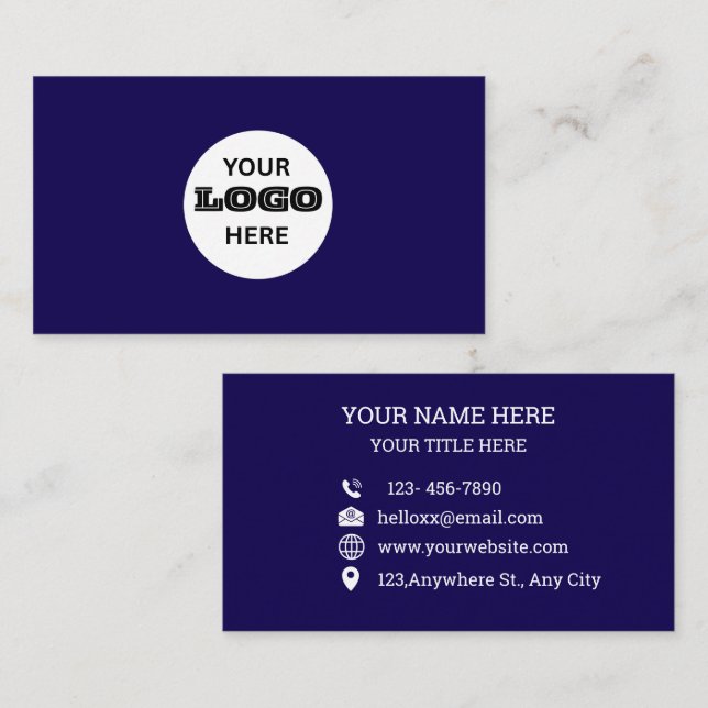 Personligt logotyp Blå professionell verksamhet Visitkort (Fram/baksida)