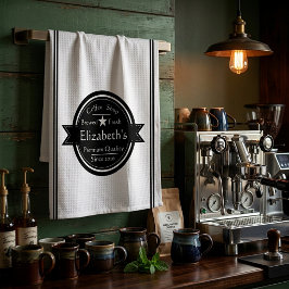 Personligt logotyp för kafé kökshandduk