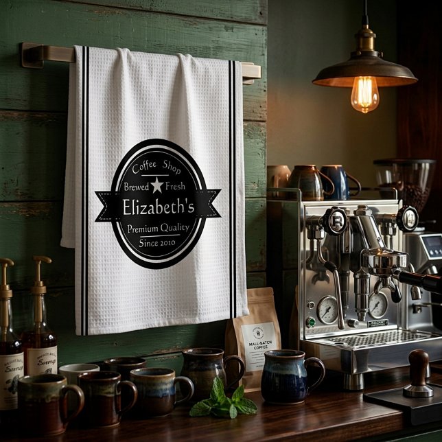Personligt logotyp för kafé  kökshandduk (Skapare uppladdad)
