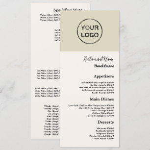 Personligt logotyp, restaurang meny i slimline-for