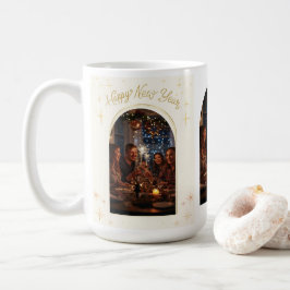Personligt lyckligt nytt år hälsning med mitt foto kaffemugg