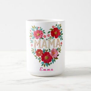 Personligt Mamahjärta Blommig Anpassad Present Kaffemugg