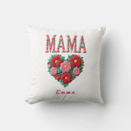 Personligt Mamahjärta Blommig Anpassad Present Kudde