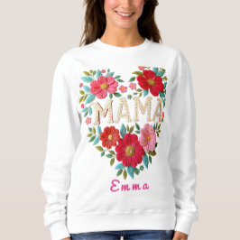 Personligt Mamahjärta Blommig Anpassad Present T Shirt