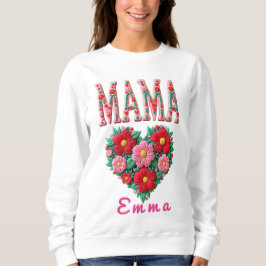 Personligt Mamahjärta Blommig Anpassad Present T Shirt