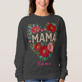 Personligt Mamahjärta Blommig Anpassad Present T Shirt