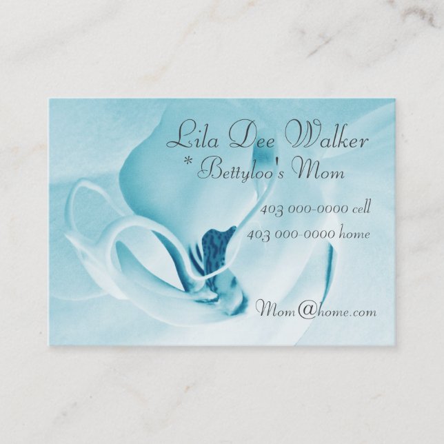 Personligt mammakort; Orchid Cyan & vitblommigt (Framsida)