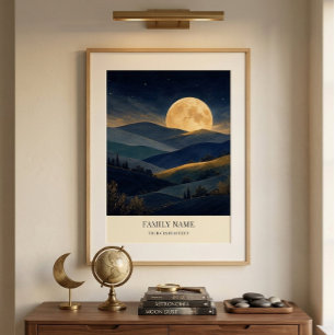 Personligt månuppgångslandskaps konstaffisch poster