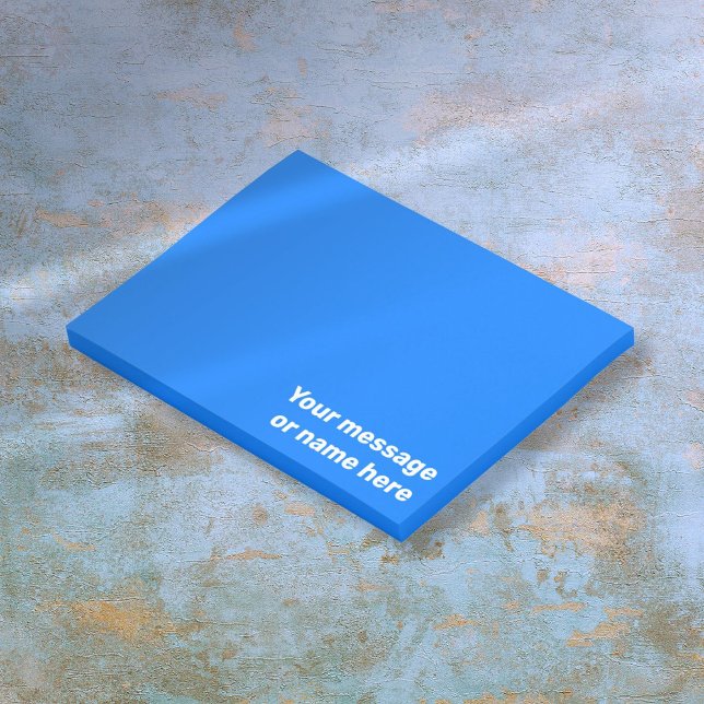 Personligt meddelande Levande Ljus Blå Färg Post-it Block (Personalized Message Vibrant Bright Bold Blue Post-it Notes)