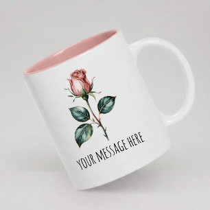 Personligt meddelande Rosa blomkrukka present till Två-Tonad Mugg
