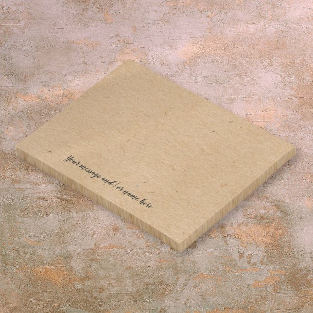 Personligt meddelande Rustik kraftpapper stil Post-it Block (Personalized Message Rustic Kraft Paper Style Post-it Notes)