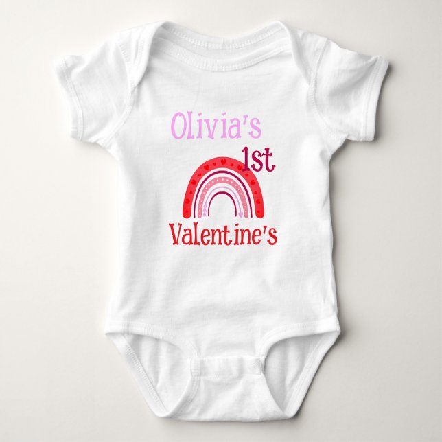Personligt mina första Valentineser Rainbow Baby S T Shirt (Framsida)