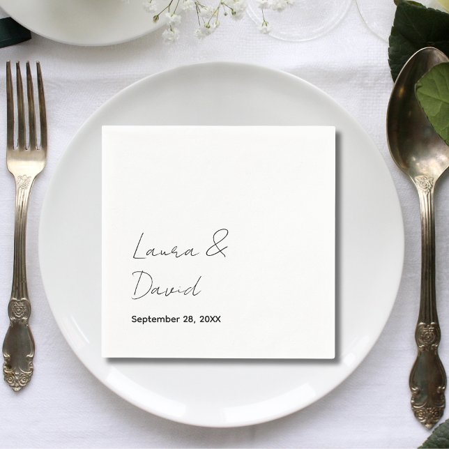Personligt Minimalistiskt och Chic Bröllopspapper Pappersservett (Personalized minimal chic paper napkins add a refined touch to wedding tables.)