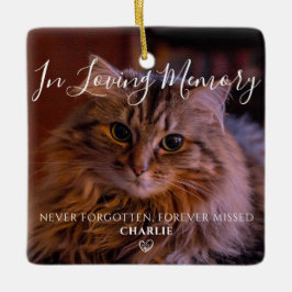 Personligt minnesmärke för husdjur - Kattfoto Julgransprydnad Keramik