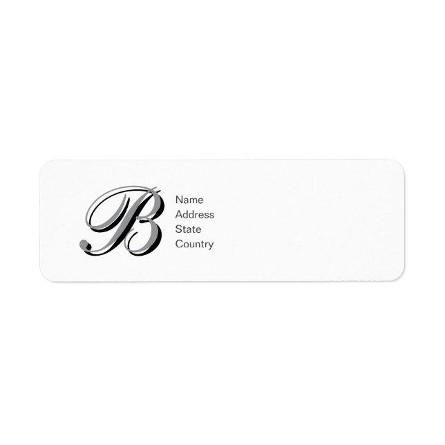 Personligt Monogram B Script Returadressetikett Returadress Etikett (Framsidan)