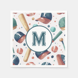Personligt monogram baseball-tema mönster pappersservett