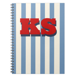 Personligt monogram blå rand, anpassade begynnelse anteckningsbok