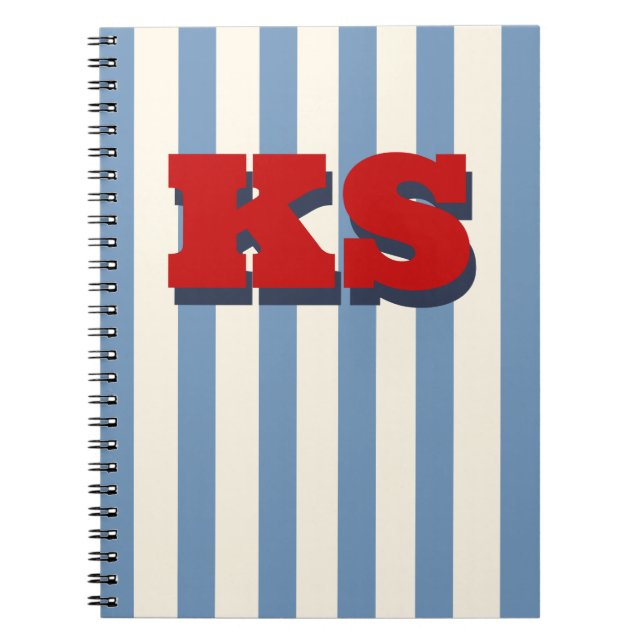Personligt monogram blå rand, anpassade begynnelse anteckningsbok (Framsidan)