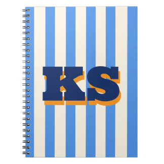 Personligt monogram Blå rand, Anpassade begynnelse Anteckningsbok