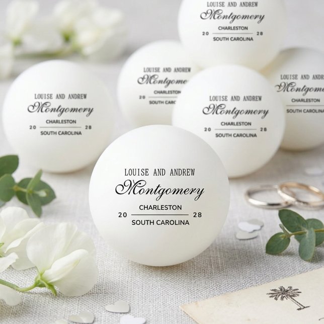 Personligt Monogram Bröllop Pingisboll (Personalized Monogram Wedding Ping Pong Ball)