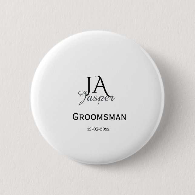 Personligt monogram bröllopsgäst bästa man namn da knapp (Framsida)