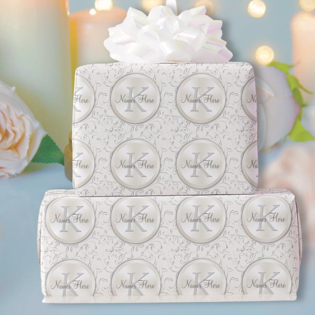 Personligt Monogram Bröllopspresentinslagspapper Presentpapper (Personalised wedding wrapping paper. Personalized bridal shower wrapping paper. Monogrammed and Name)