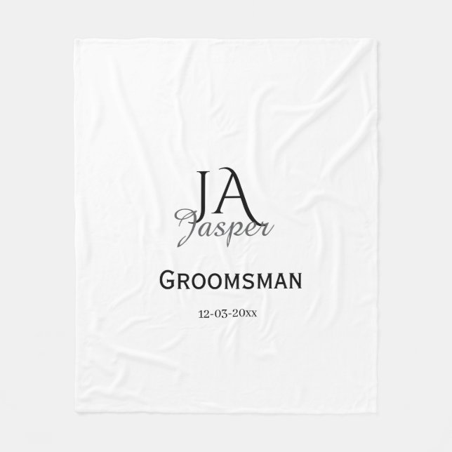 Personligt monogram bröllopsvittne bästa man namn  fleecefilt (Framsidan)