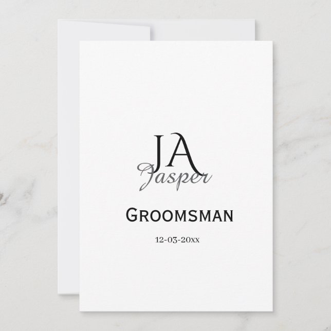 Personligt monogram bröllopsvittne bästa man namn  inbjudningar (Framsida)