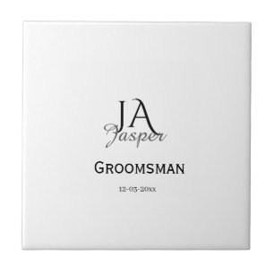 Personligt monogram bröllopsvittne bästa man namn kakelplatta