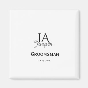 Personligt monogram bröllopsvittne bästa man namn magnet