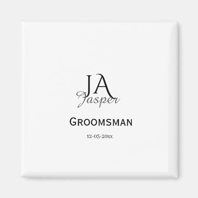 Personligt monogram bröllopsvittne bästa man namn  magnet (Framsidan)