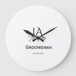 Personligt monogram bröllopsvittne bästa man namn  stor klocka
